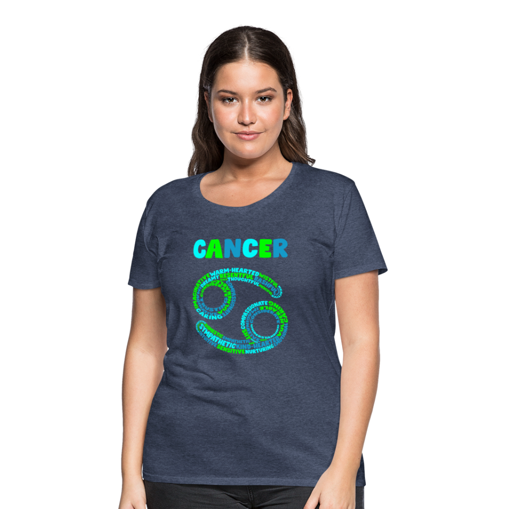 Women's Power Words Cancer Premium T-Shirt - heather blue