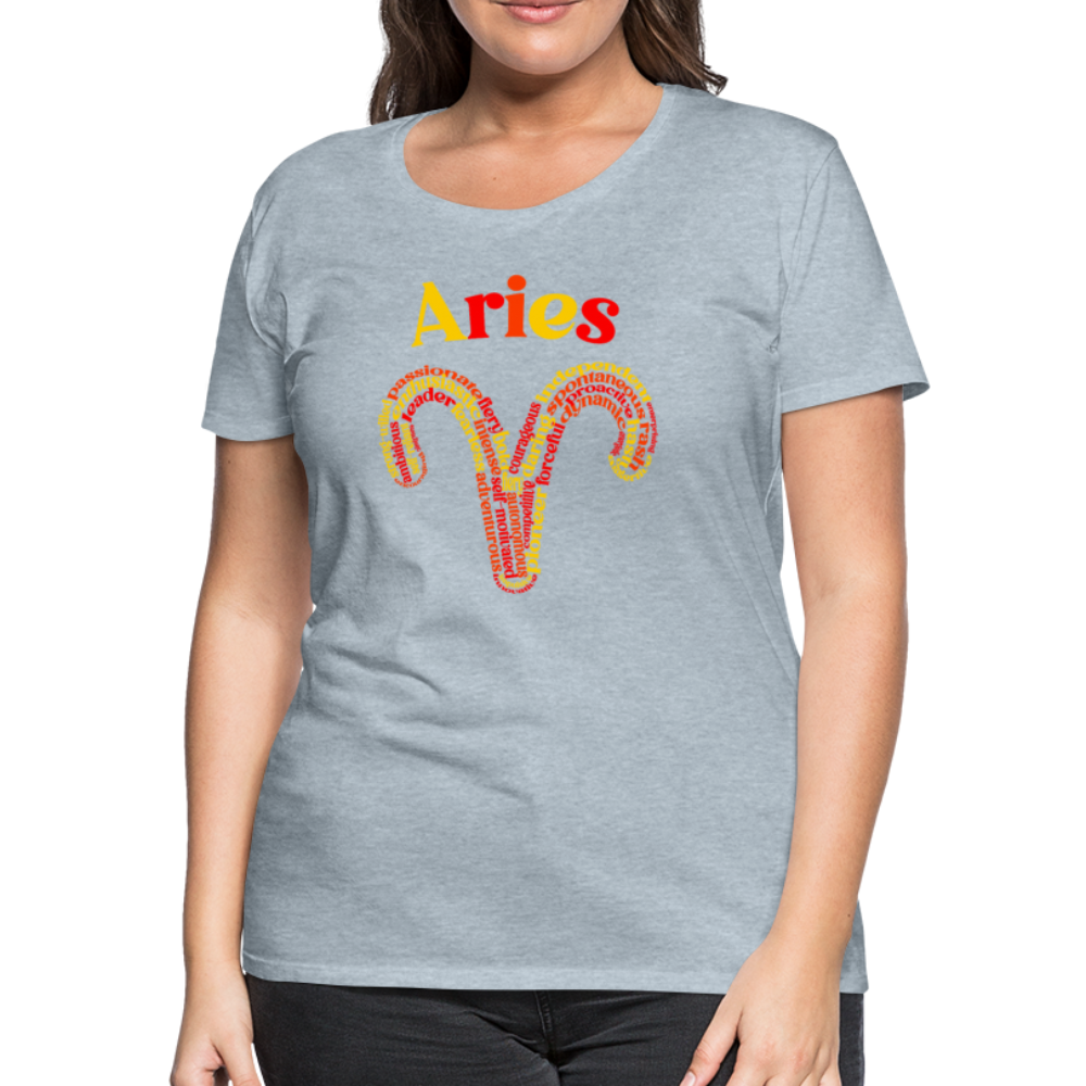 Women's Power Words Aries Premium T-Shirt - heather ice blue