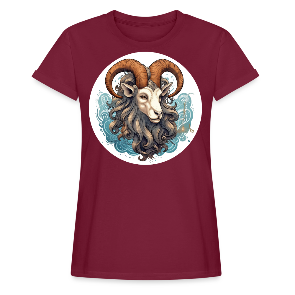 Women's Symbol Capricorn Relaxed Fit T-Shirt - burgundy