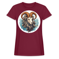 Thumbnail for Women's Symbol Capricorn Relaxed Fit T-Shirt - burgundy