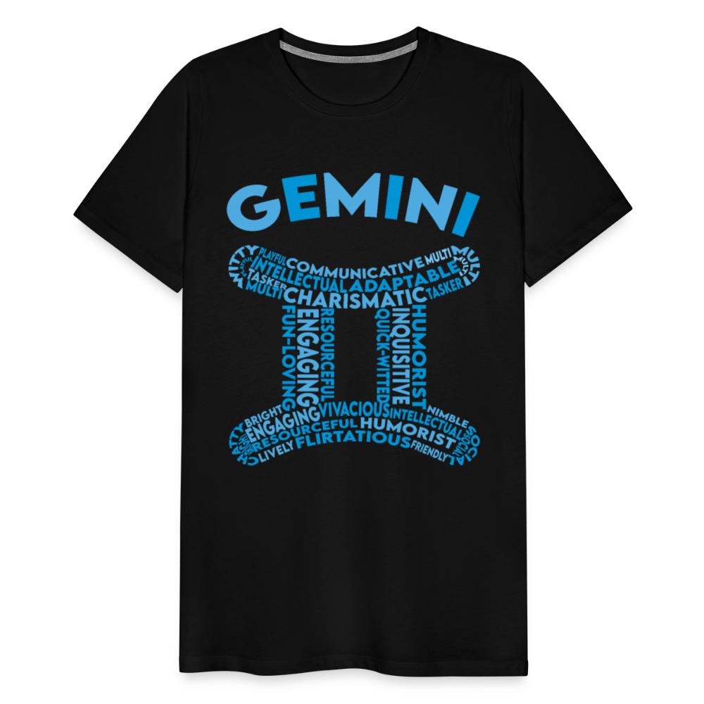 Men's Power Words Gemini Premium T-Shirt - black