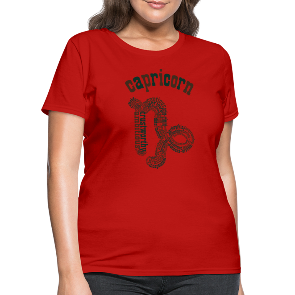 Women's Power Words Capricorn T-Shirt - red