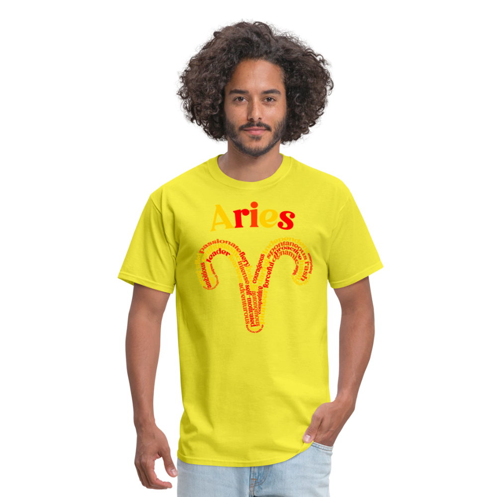 Men's Power Words Aries Classic T-Shirt - yellow