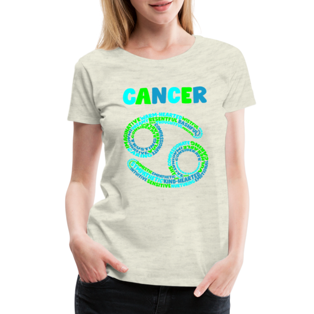 Women's Power Words Cancer Premium T-Shirt - heather oatmeal