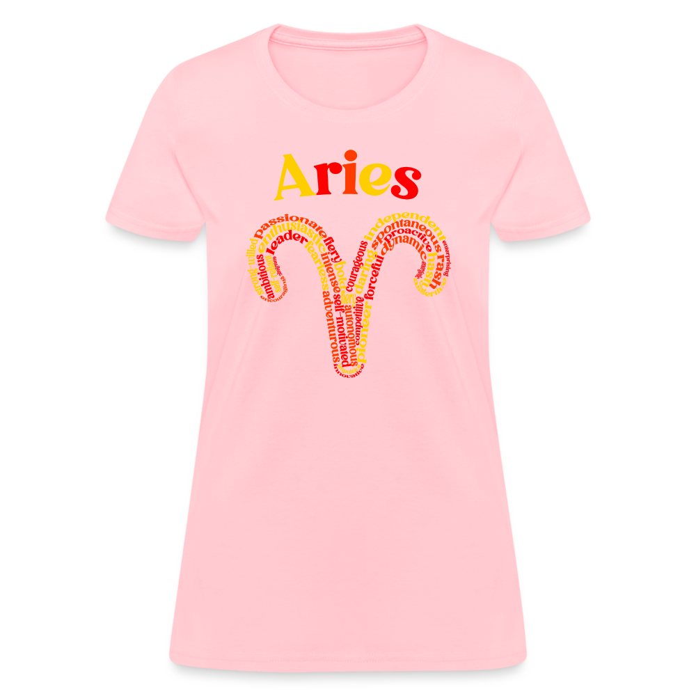 Women's Power Words Aries T-Shirt - pink