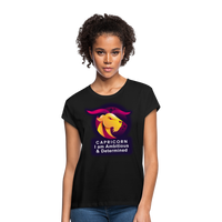 Thumbnail for Women's Glow Capricorn Relaxed Fit T-Shirt - black