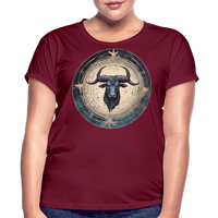 Thumbnail for Women's Mythical Taurus Relaxed Fit T-Shirt - burgundy