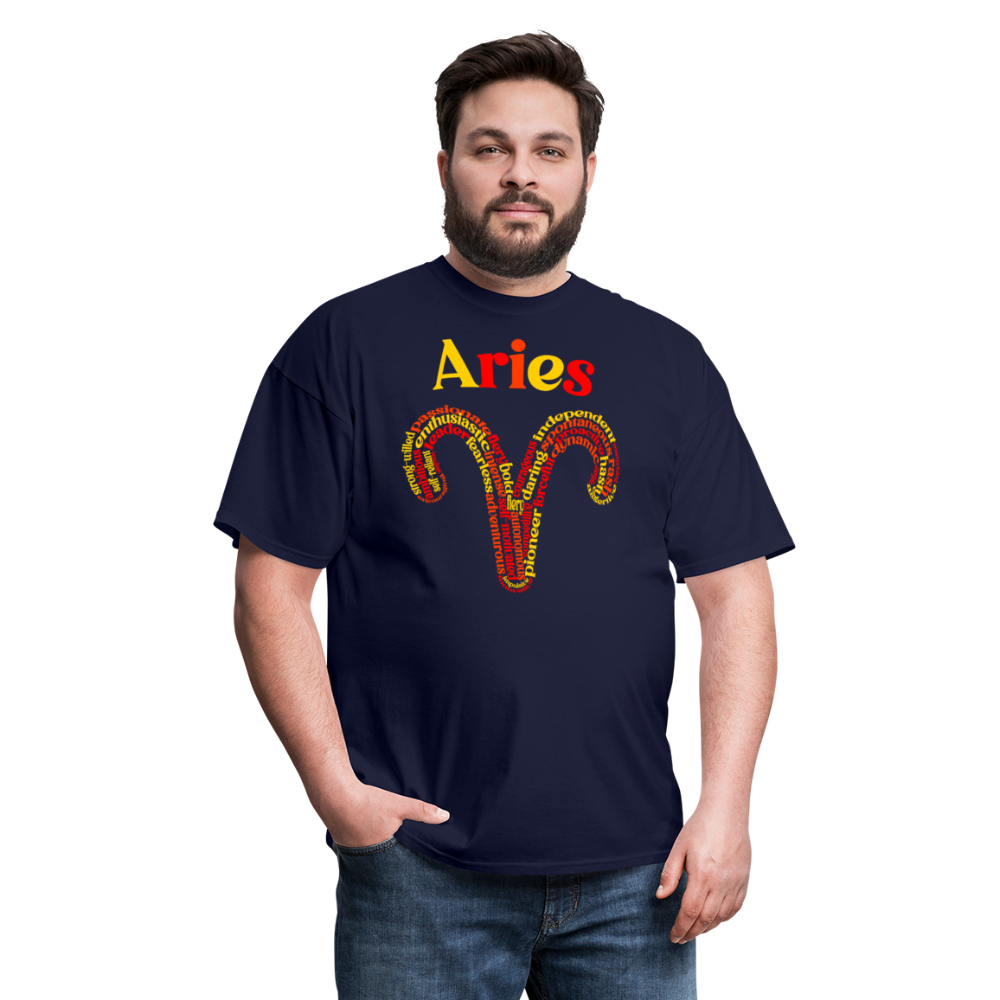 Men's Power Words Aries Classic T-Shirt - navy