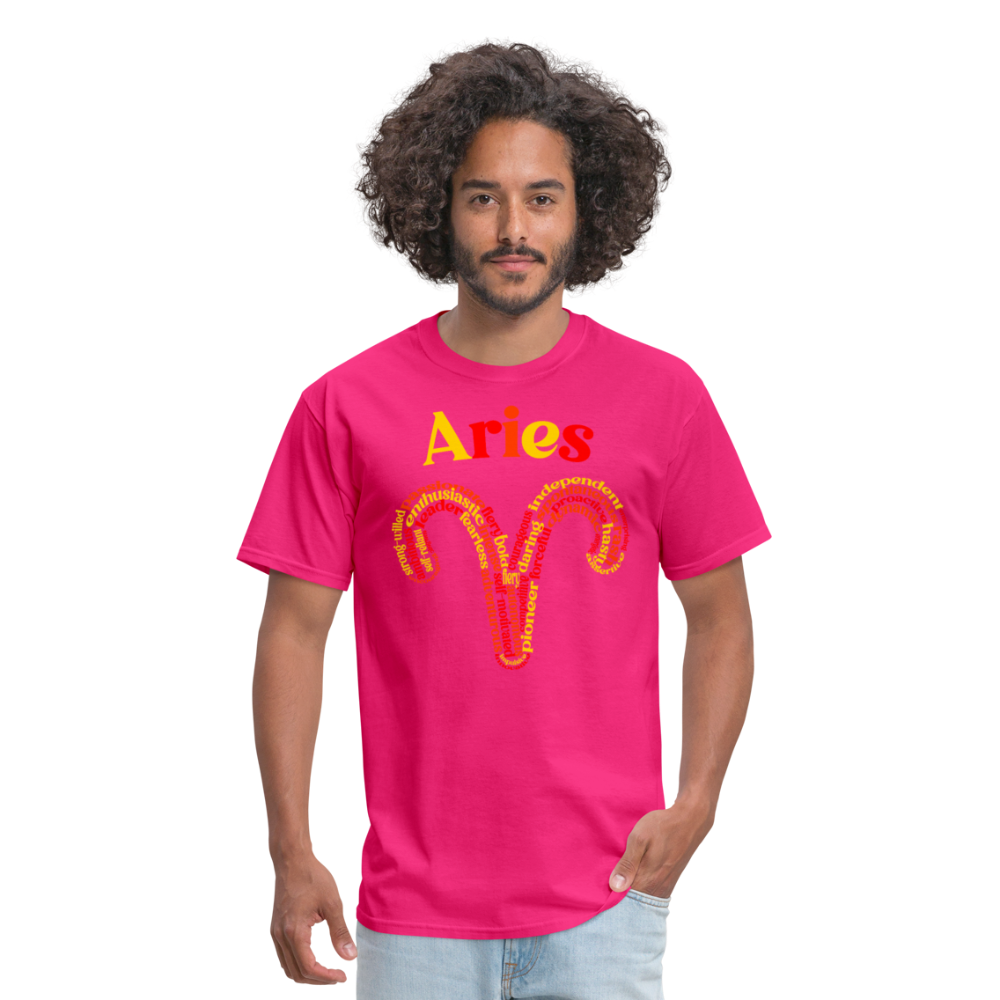 Men's Power Words Aries Classic T-Shirt - fuchsia