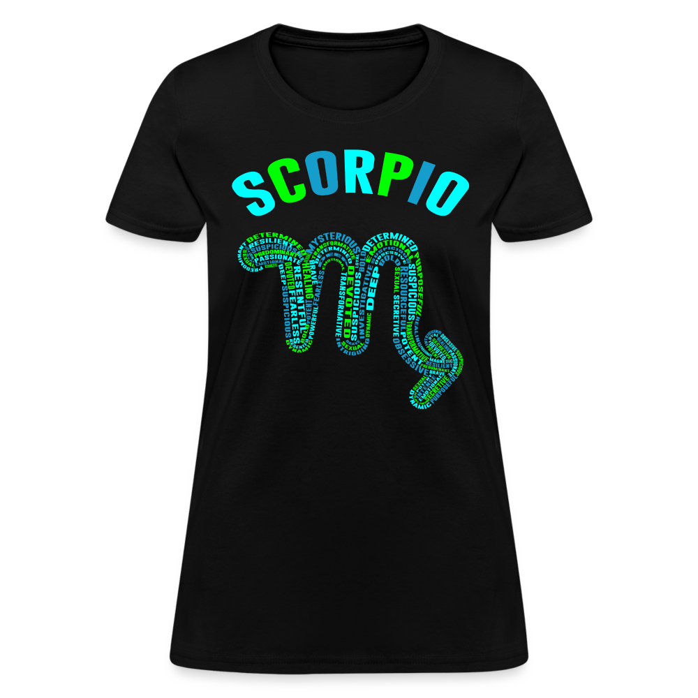 Women's Power Words Scorpio T-Shirt - black