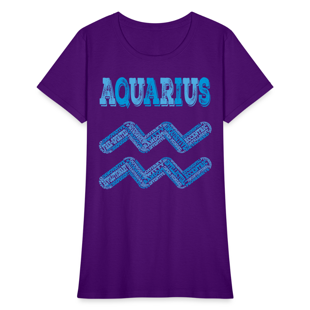 Women's Power Words Aquarius T-Shirt - purple