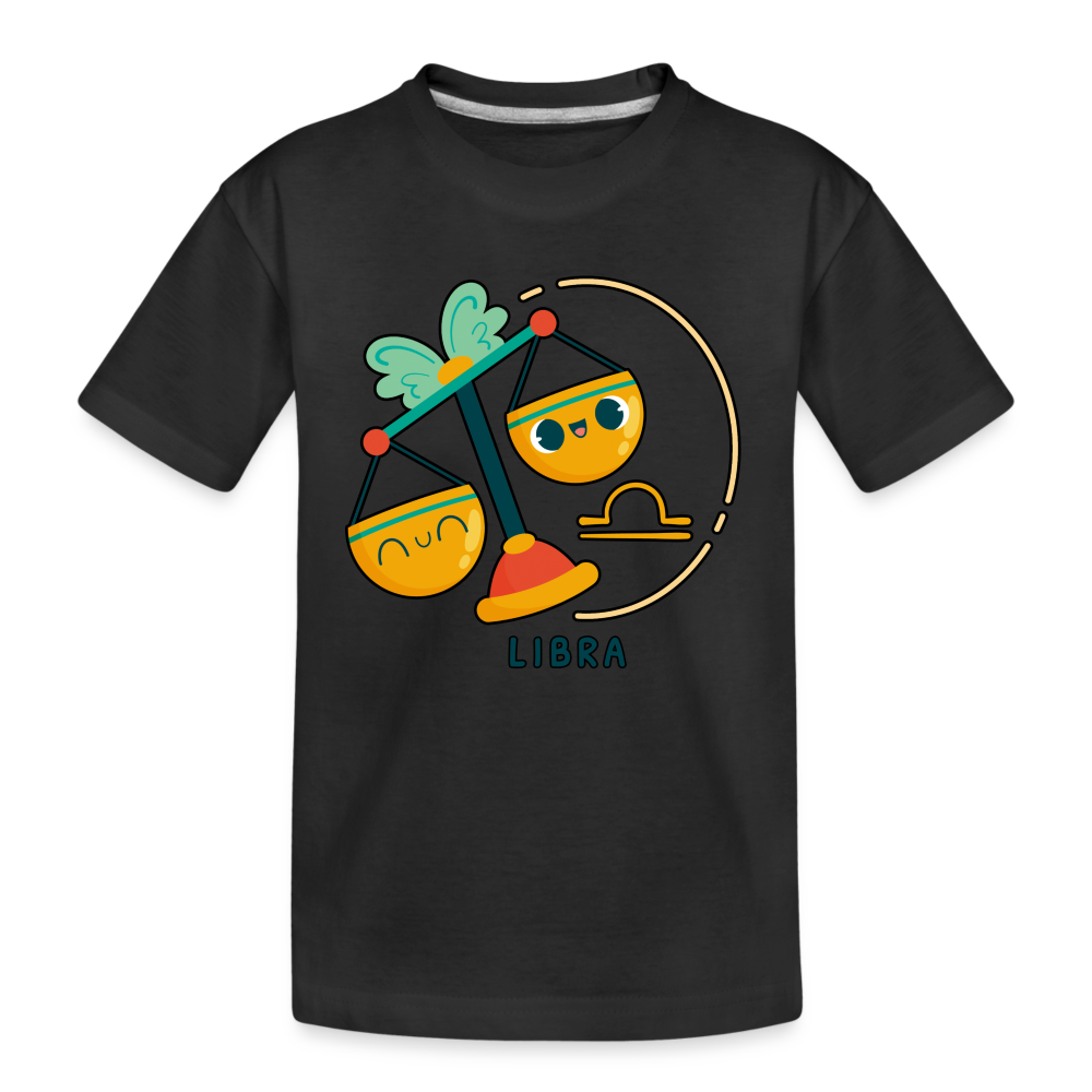 Kid’s Cartoony Libra Premium Organic T-Shirt - black