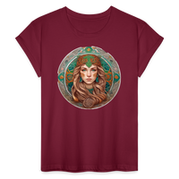 Thumbnail for Women's Mythical Virgo Relaxed Fit T-Shirt - burgundy