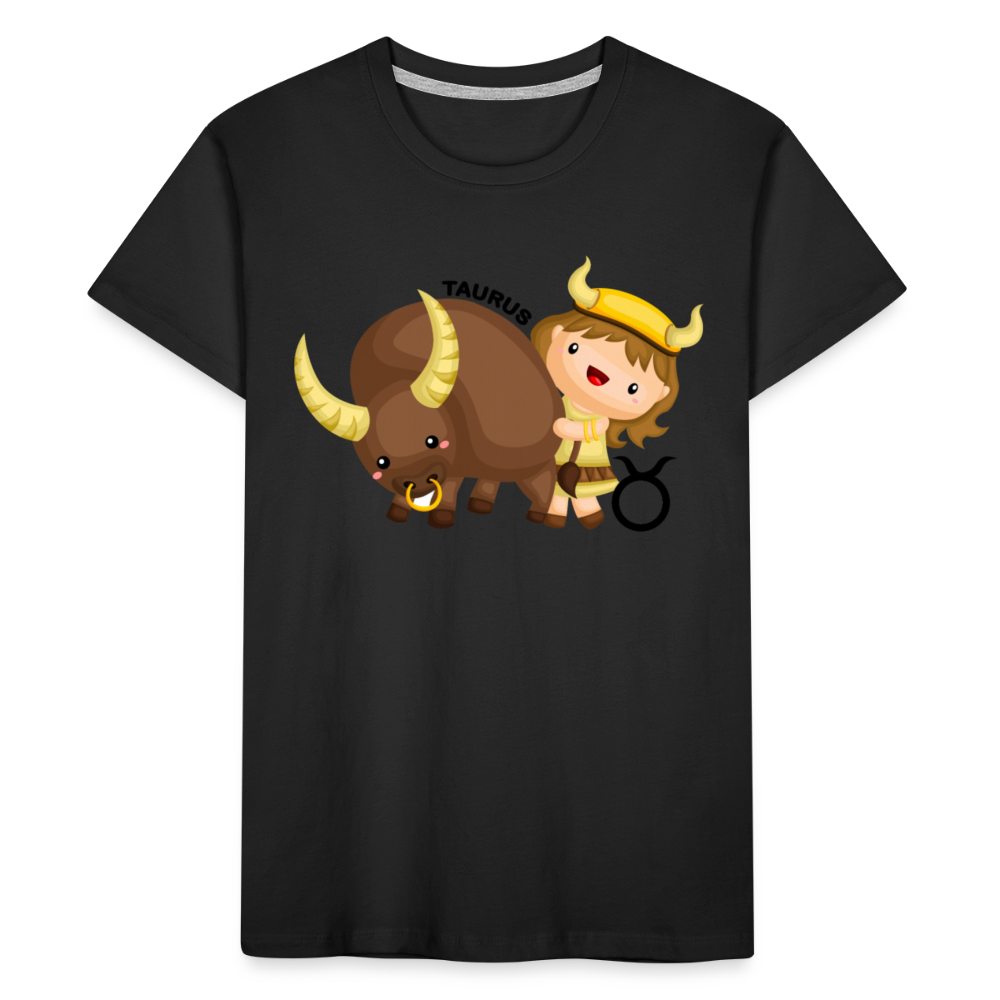 Kid’s Astro Girl Taurus Premium Organic T-Shirt - black