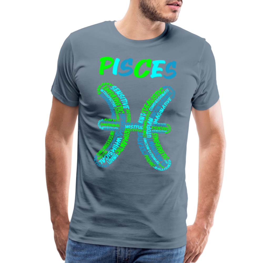 Men's Power Words Pisces Premium T-Shirt - steel blue