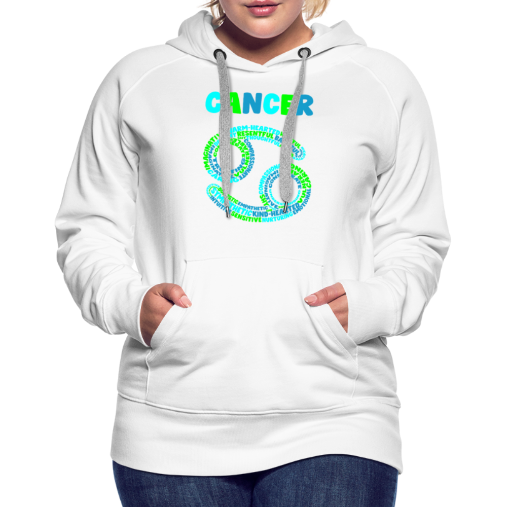 Women's Power Words Cancer Premium Hoodie - white