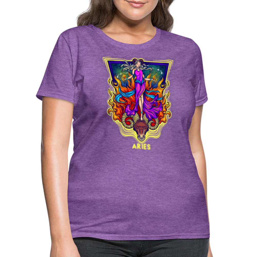 Women's Cosmic Aries Design T-Shirt - purple heather