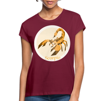 Thumbnail for Women's Mosaic Scorpio Relaxed Fit T-Shirt - burgundy