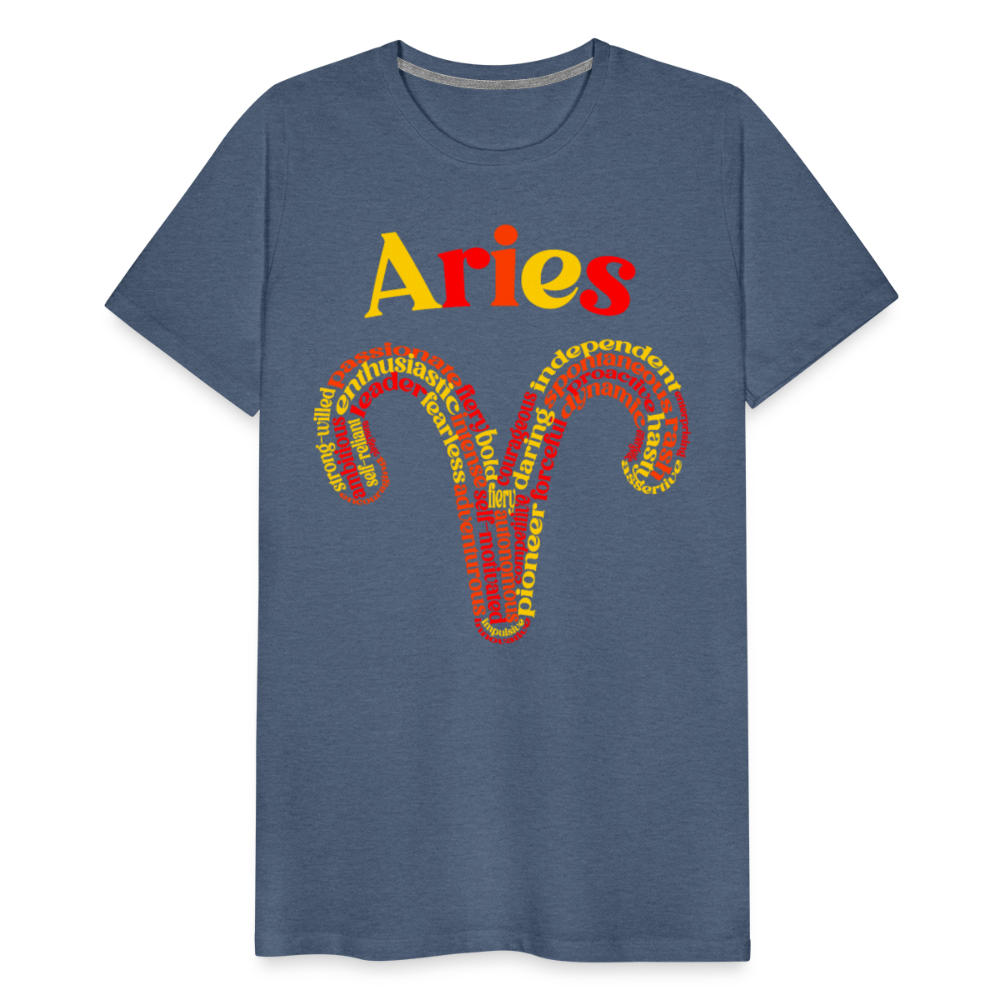 Men's Power Words Aries Premium T-Shirt - heather blue