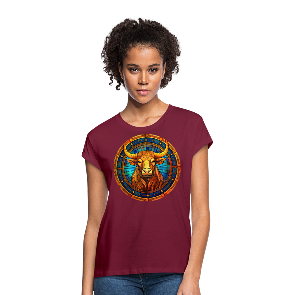 Women's Mosaic Taurus Relaxed Fit T-Shirt - burgundy