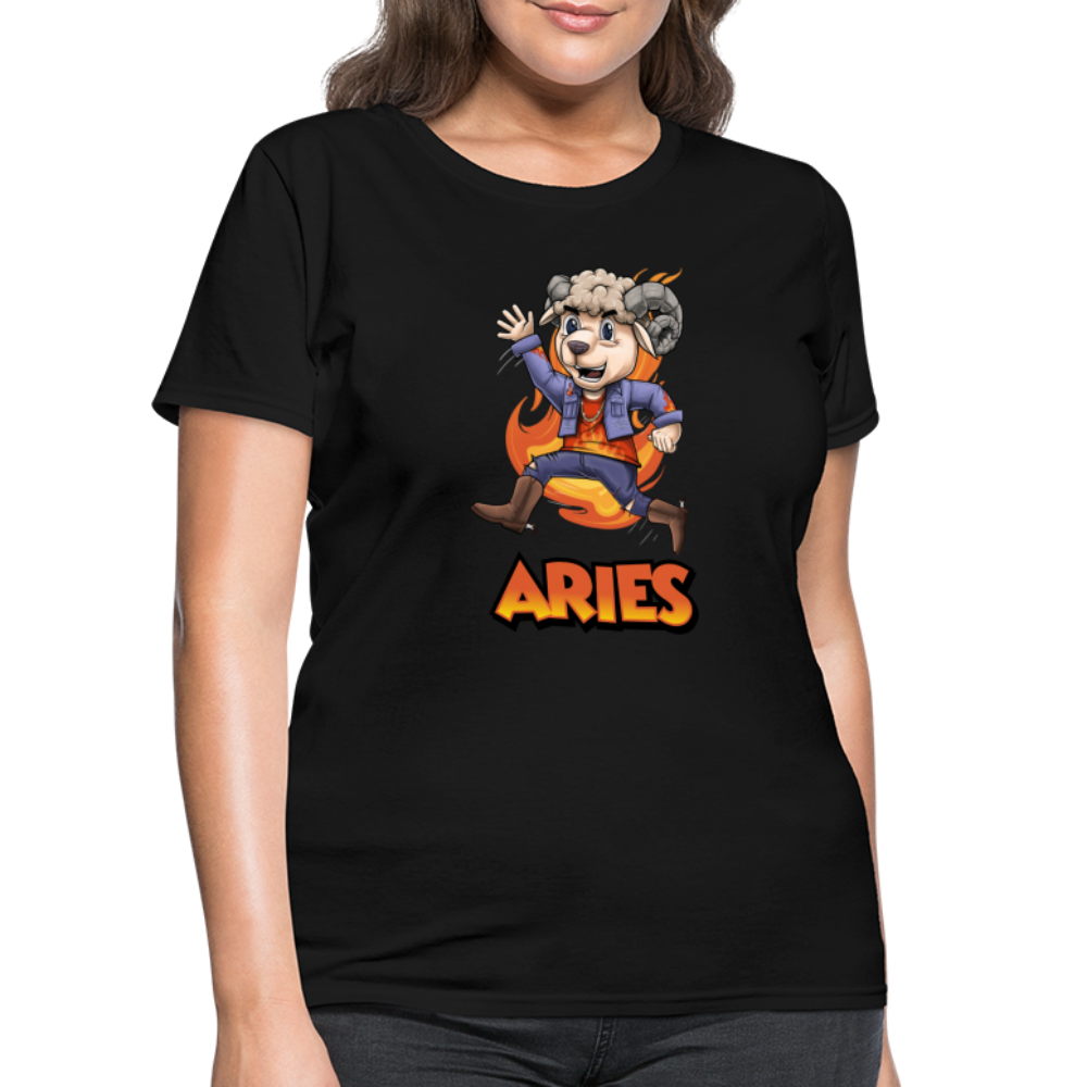 Women's Playful Aries T-Shirt - black