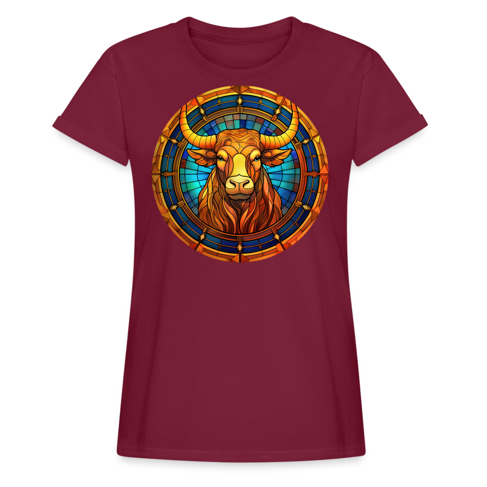 Women's Mosaic Taurus Relaxed Fit T-Shirt - burgundy