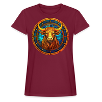 Thumbnail for Women's Mosaic Taurus Relaxed Fit T-Shirt - burgundy