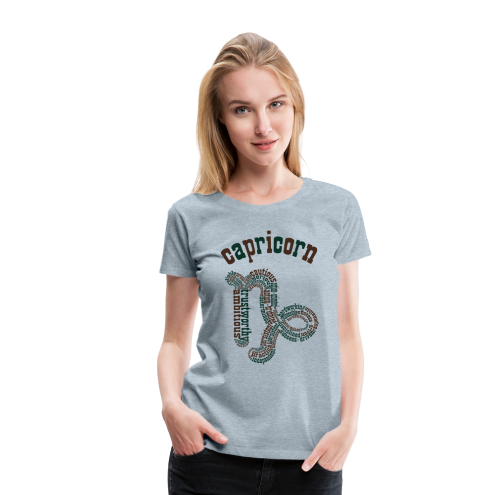 Women's Power Words Capricorn Premium T-Shirt - heather ice blue