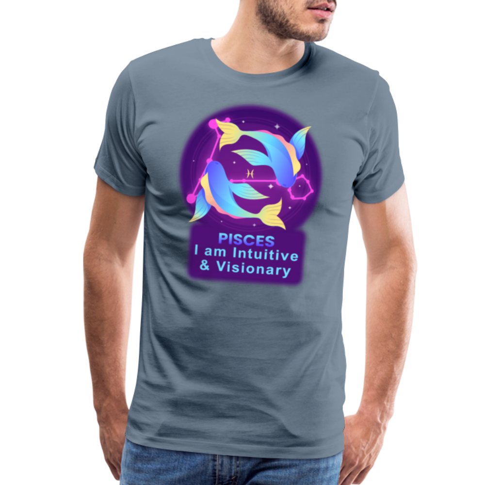 Men's Neon Pisces Premium T-Shirt - steel blue