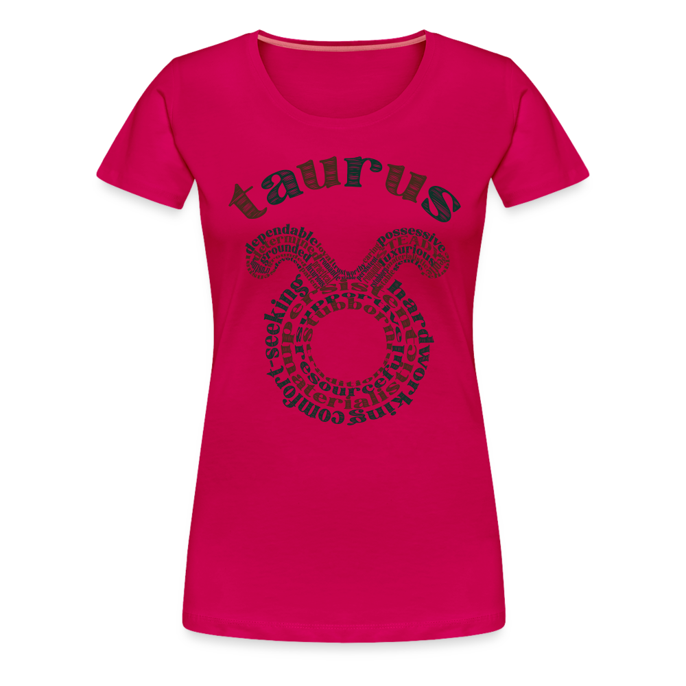 Women's Power Words Taurus Premium T-Shirt - dark pink