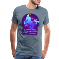 Thumbnail for Men's Neon Capricorn Premium T-Shirt - steel blue