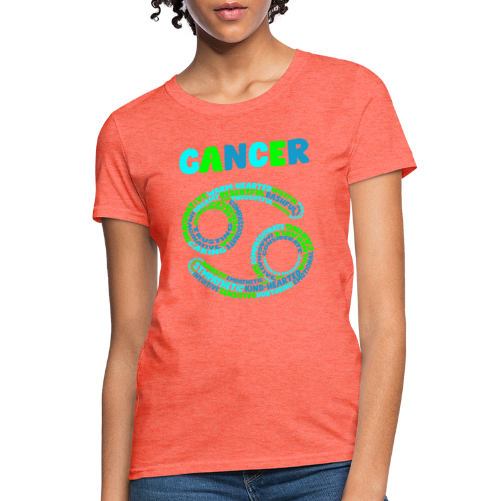 Women's Power Words Cancer T-Shirt - heather coral