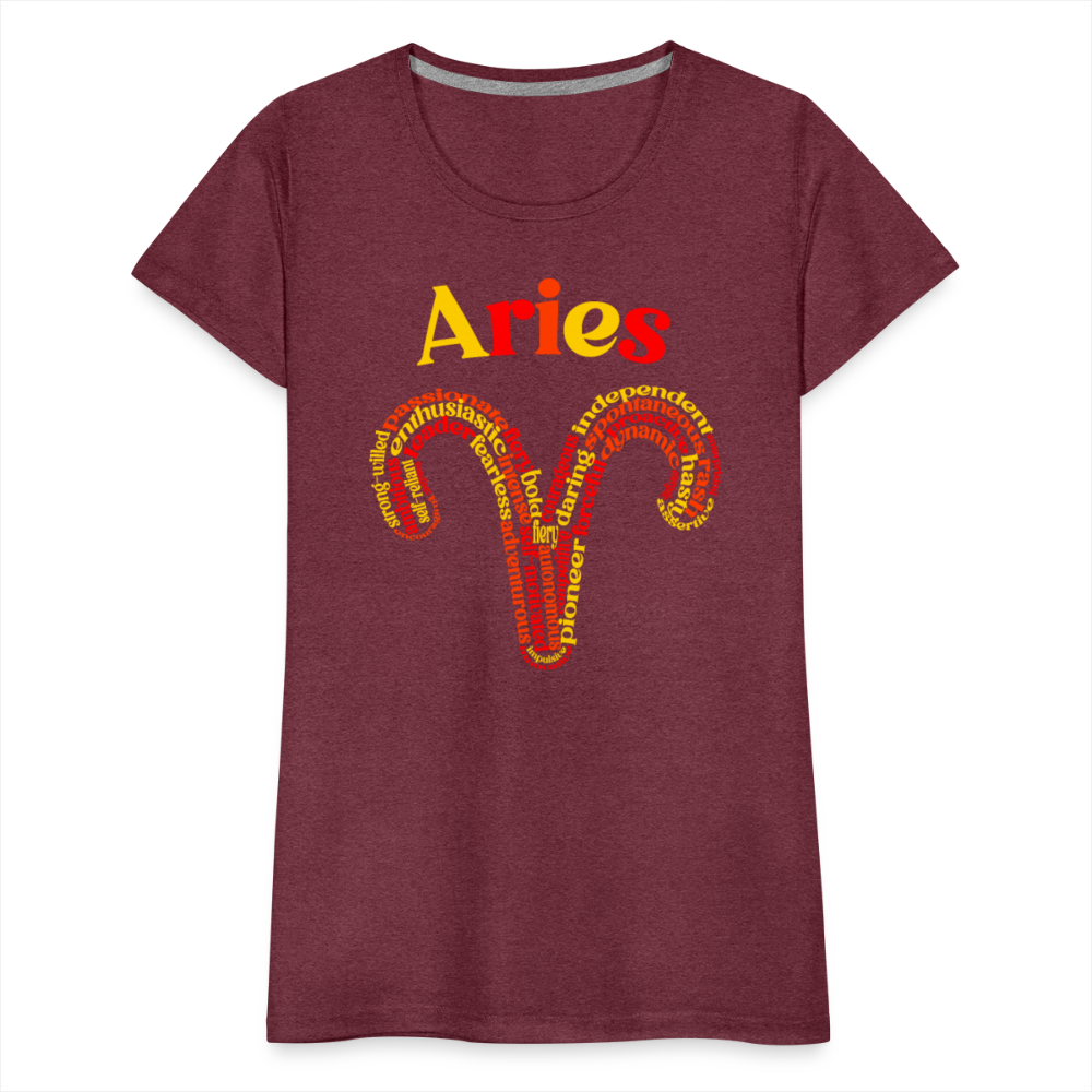 Women's Power Words Aries Premium T-Shirt - heather burgundy