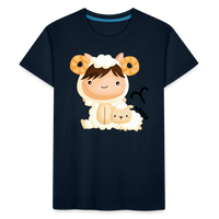 Thumbnail for Kid’s Astro Girl Aries Premium Organic T-Shirt - deep navy