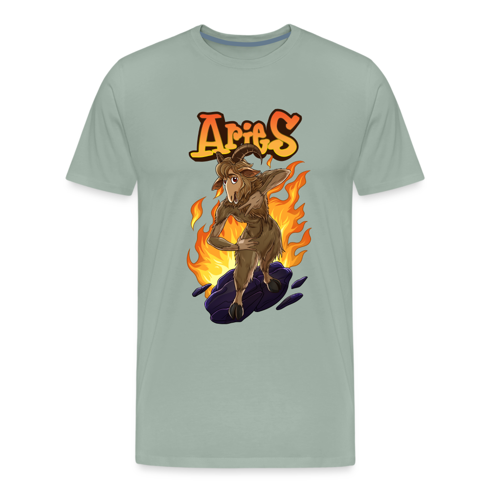 Men's Fiery Aries Premium T-Shirt - steel green