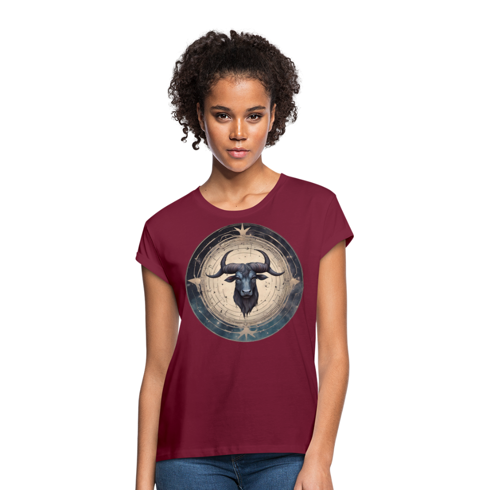 Women's Mythical Taurus Relaxed Fit T-Shirt - burgundy