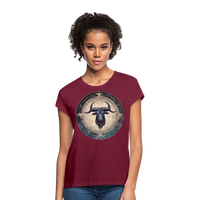 Thumbnail for Women's Mythical Taurus Relaxed Fit T-Shirt - burgundy