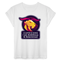 Thumbnail for Women's Glow Capricorn Relaxed Fit T-Shirt - white