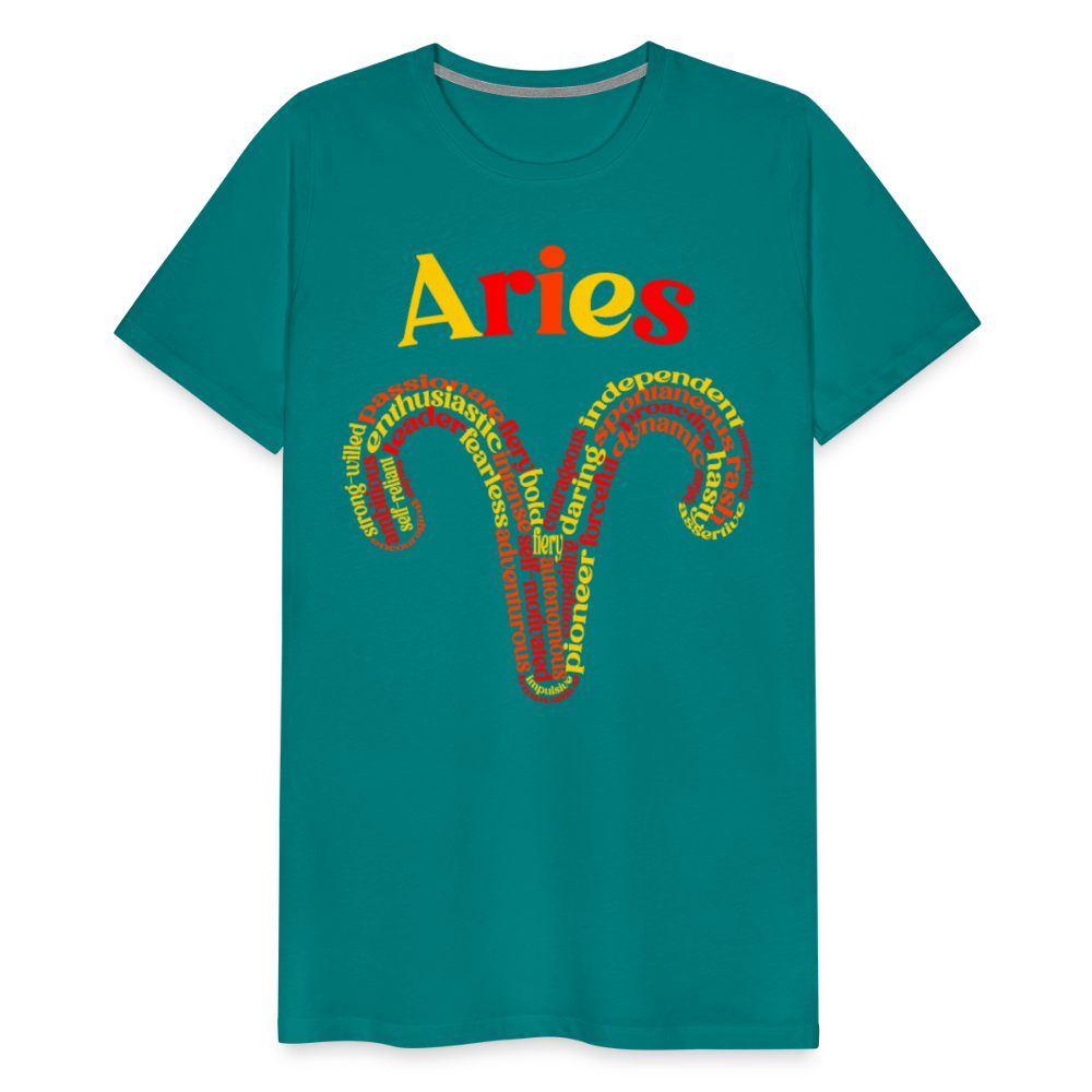 Men's Power Words Aries Premium T-Shirt - teal