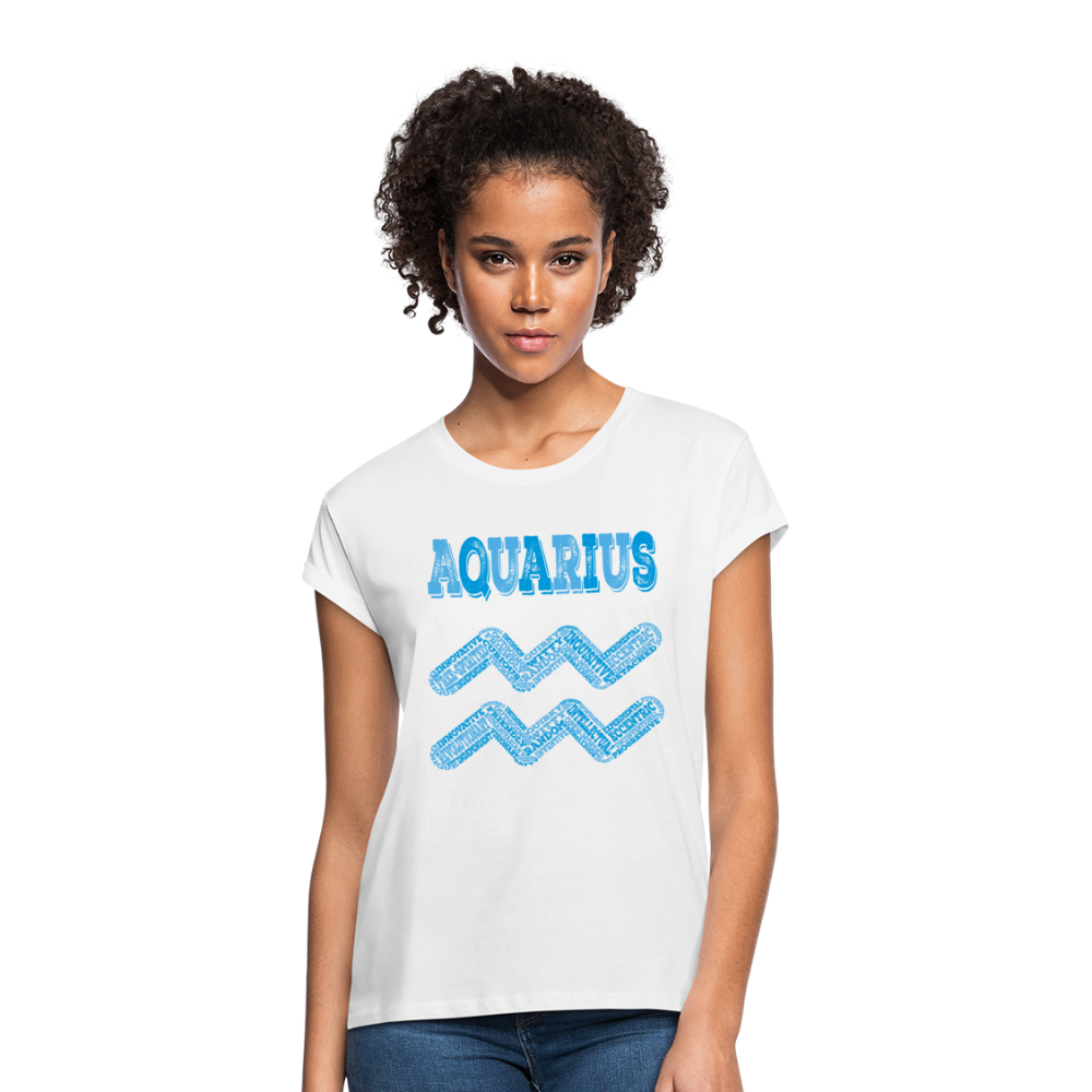 Women's Power Words Aquarius Relaxed Fit T-Shirt - white