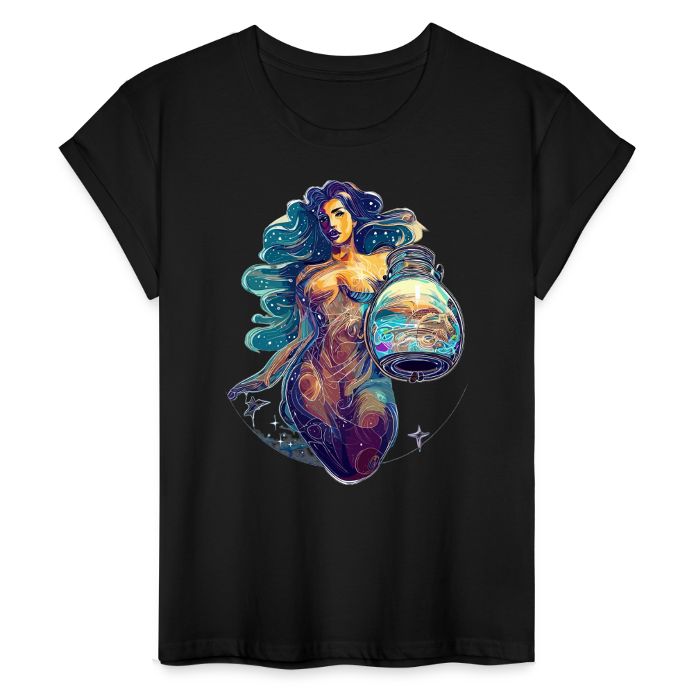 Women's Mythical Aquarius Relaxed Fit T-Shirt - black