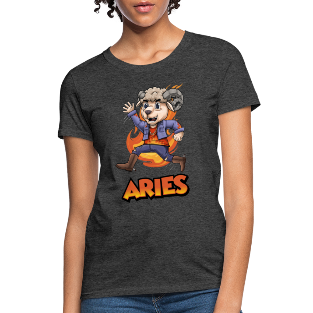 Women's Playful Aries T-Shirt - heather black