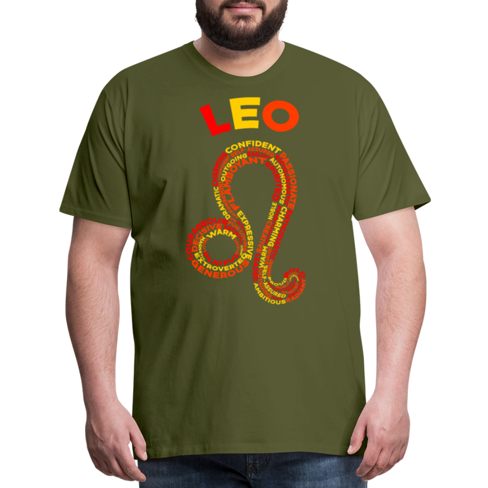 Men's Power Words Leo Premium T-Shirt - olive green