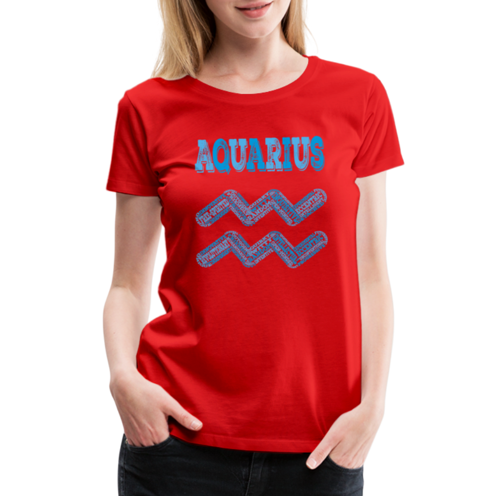 Women's Power Words Aquarius Premium T-Shirt - red