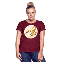 Thumbnail for Women's Mosaic Scorpio Relaxed Fit T-Shirt - burgundy