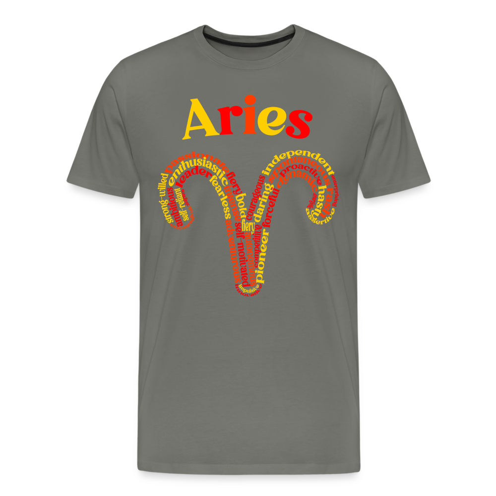 Men's Power Words Aries Premium T-Shirt - asphalt gray