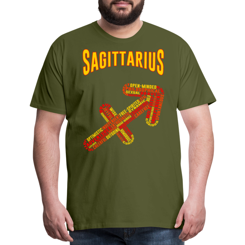 Men's Power Words Sagittarius Premium T-Shirt - olive green