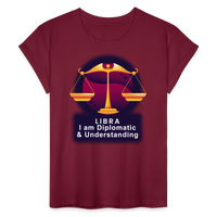 Thumbnail for Women's Glow Libra Relaxed Fit T-Shirt - burgundy