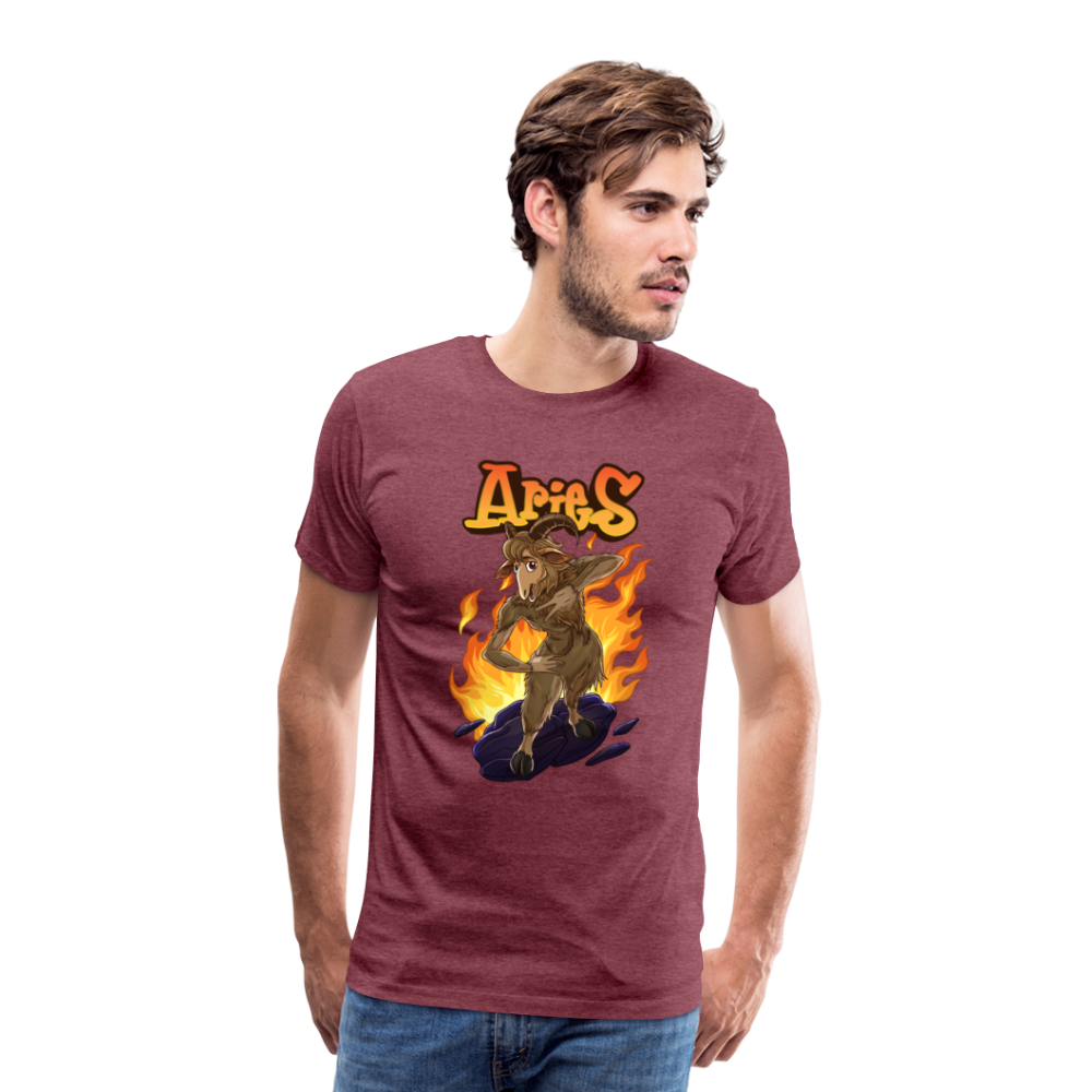 Men's Fiery Aries Premium T-Shirt - heather burgundy