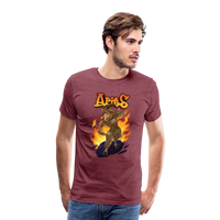 Thumbnail for Men's Fiery Aries Premium T-Shirt - heather burgundy